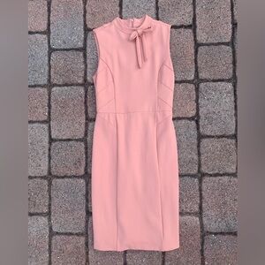 Versona Dusty Rose Sleeveless Mock-Neck Retro Dress